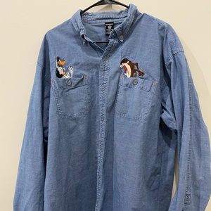 90s Looney Tunes denim shirt size XXL